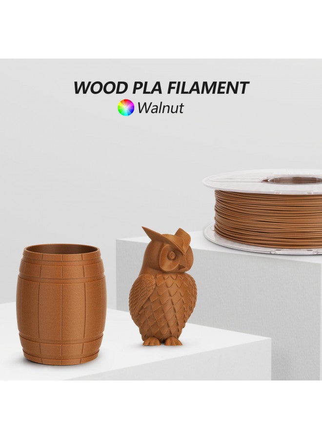 AMOLEN Dark Walnut Wood 3D Printter Filament 1.75mm +/-0.02mm PLA 3D Printing Filament Wood pla Filament with Real Wood Fiber Wood Texture Filament,1KG - Image 1