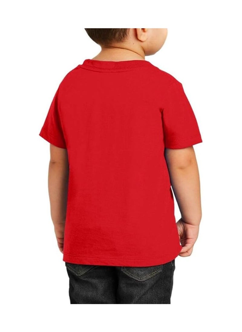PRINTSHOP4ME - Christmas Emoji Kids Red T-Shirt For Boys–Soft Cotton Round Neck Short Sleeve T-Shirt With Smiley Face Emoji–Great For Parties - Image 1