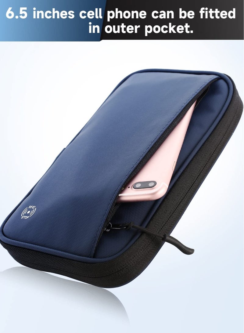 SOLARAE Travel Wallet Passport Holder with RFID Blocking Unisex Family Passport Holder, Portable and Foldable Unisex Travel Essentials, Used for Flight Tickets Credit Card, Money, ID, Gifts for Men and Women - Image 2