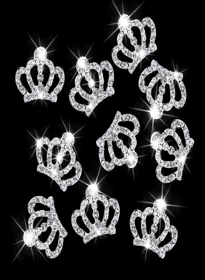 ROSENICE 10pcs Crystal Crown Rhinestone Embellishments for Craft Decoration (Silver) - Image 5