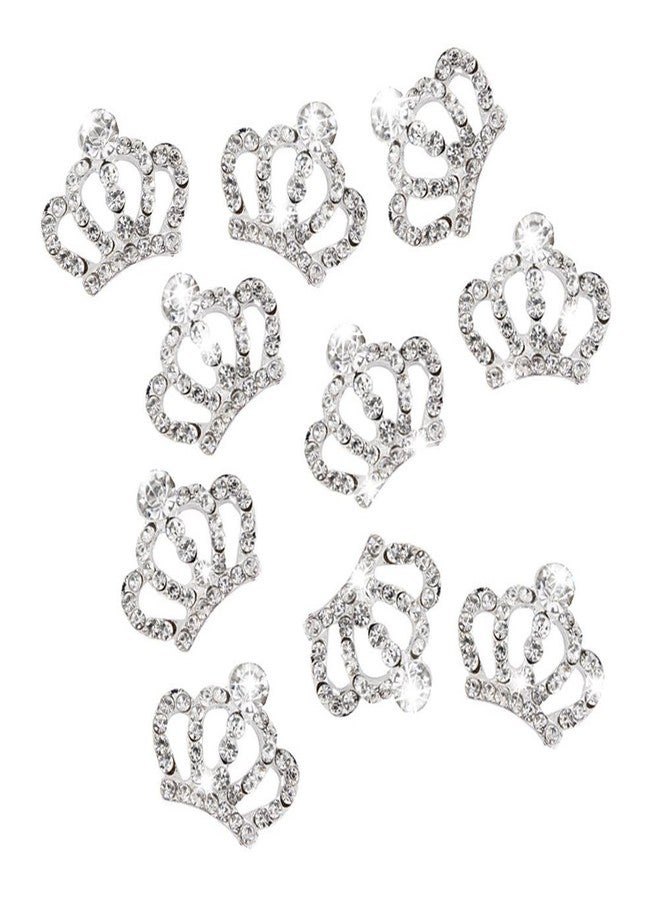 ROSENICE 10pcs Crystal Crown Rhinestone Embellishments for Craft Decoration (Silver) - Image 1