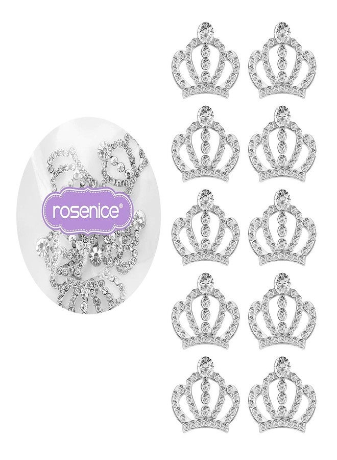 ROSENICE 10pcs Crystal Crown Rhinestone Embellishments for Craft Decoration (Silver) - Image 4