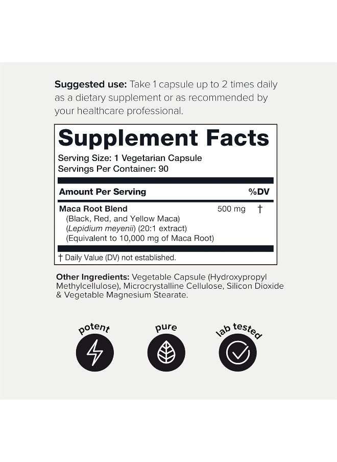 Toniiq Single Origin Wildcrafted Maca Root Capsules - Ultra High Strength - 10,000Mg 20X Concentrated Extract - The Strongest Peruvian Maca Root Powder Available - Gelatinized Black, Red And Yellow Complex  - Image 2