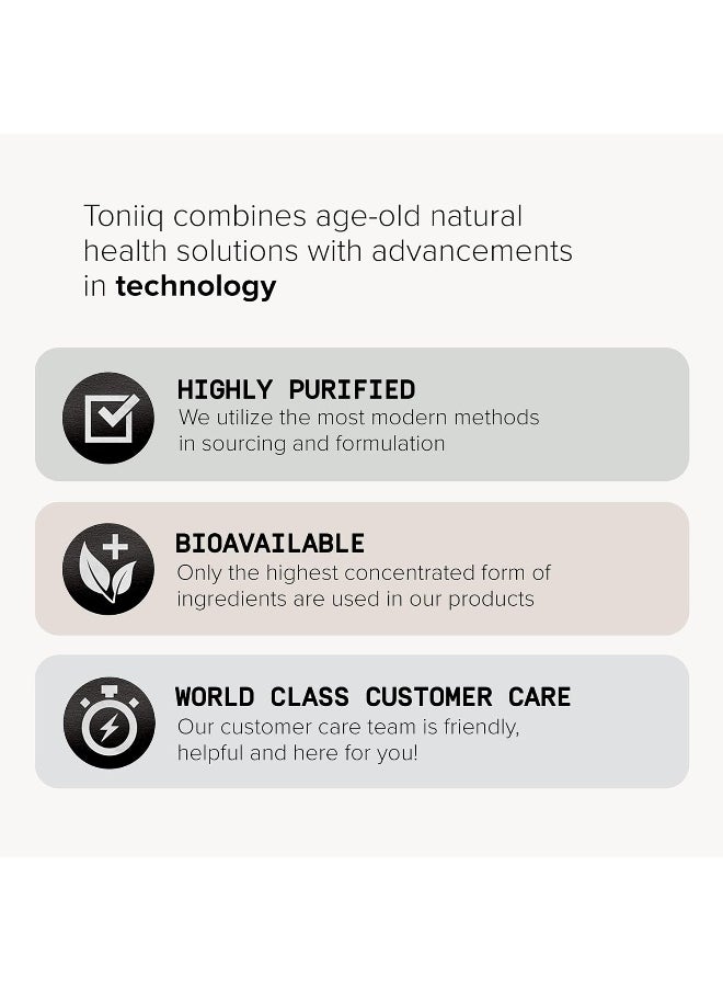 Toniiq - Single Origin Wildcrafted Maca Root Capsules - Ultra High Strength - 10,000Mg 20X Concentrated Extract - The Strongest Peruvian Maca Root Powder Available - Gelatinized Black, Red And Yellow Complex - Image 1