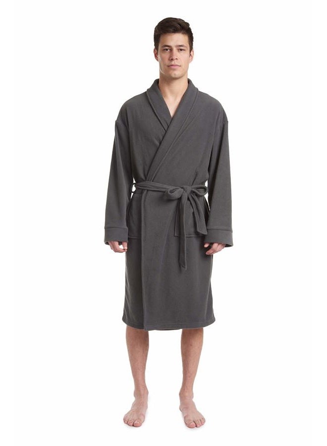 by Unlimited Men's Fleece Robe Charcoal Grey (Large)