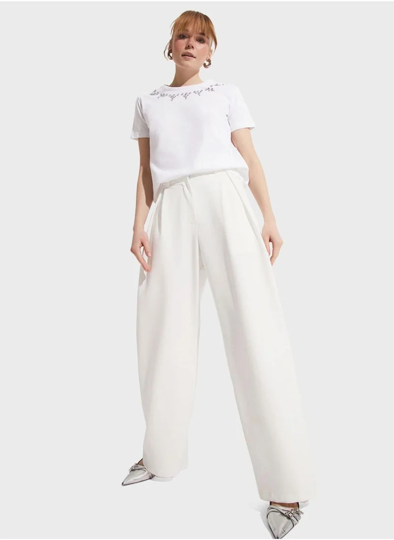 JUNE Embellished Embroidered T-Shirt