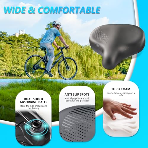 YLG Oversized Bike Seat Compatible with Peloton - Extra Wide Comfort Foam Saddle for Women & Men, Waterproof Shock Absorbing Replacement for Peloton Bike & Bike+ - Image 4