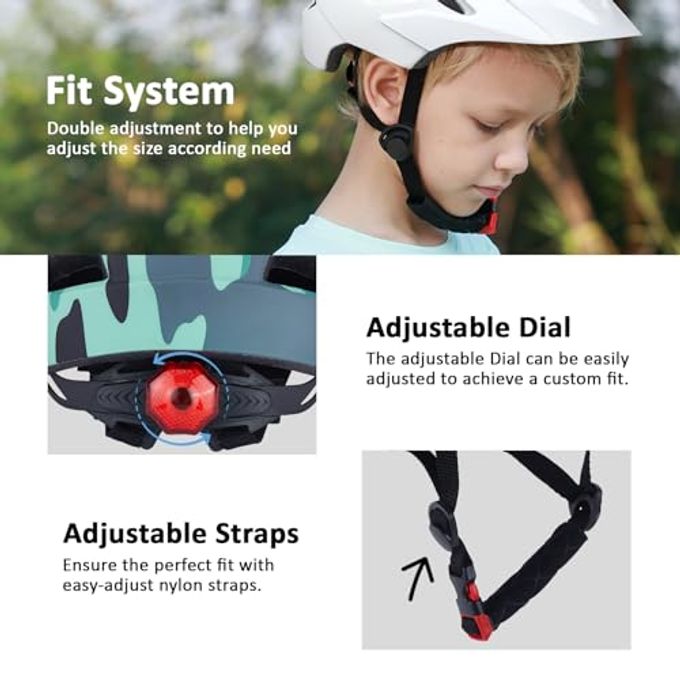 Bilaki Kids Bike Helmet, Boys Girls Helmets from Toddler to Youth, 2 Sizes for Child Ages 2-3-5-8-14 Years, Toddler Bicycle Helmet with Detachable Visor & LED Light, Adjustable Multi-Sport Helmet - Image 3