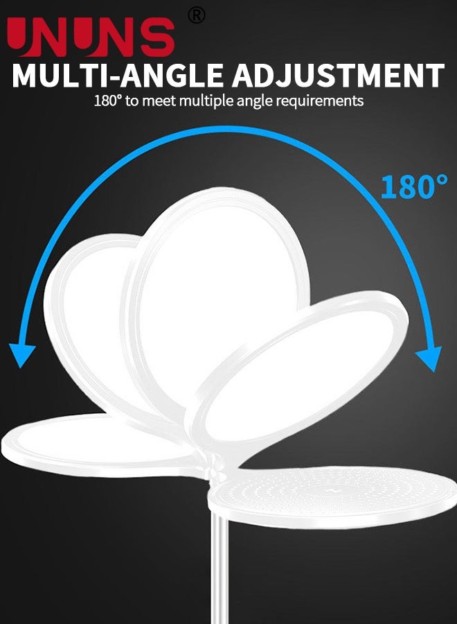 UNUNS LED Video Light,Full-Screen 16CM Light with Adjustable Stand and Phone Holder,Three Color Selfie Ring Light,Desk Ring Light for Meeting Video Photography Live Streaming YouTube TikTok(White) - Image 5