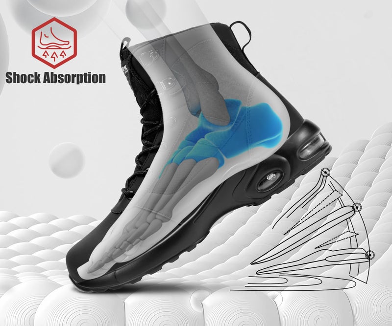LARNMERN Steel Toe Boot Women Non Slip Work Shoe Rainproof Safety Toe Sneaker Side Zipper Industrail Boot High Top Tactical Shoe(8 Women, Black) - Image 4