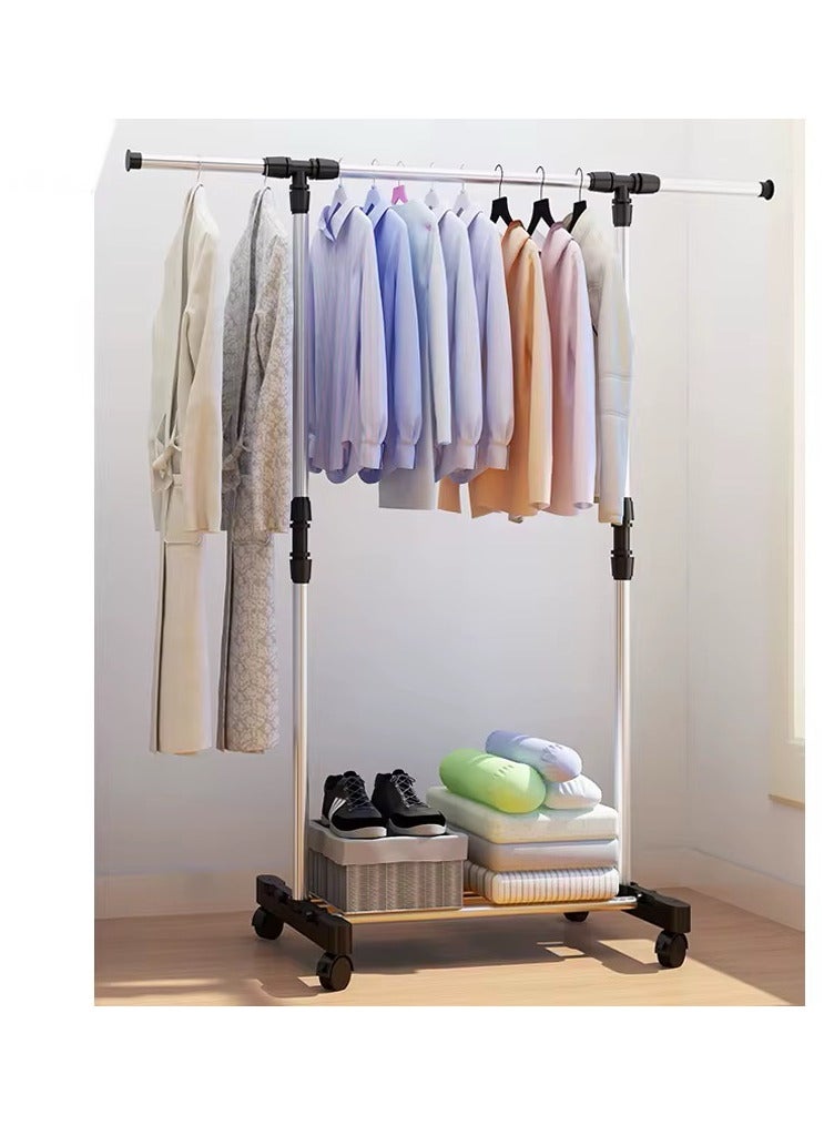 DEHKAH Multi-purpose metal clothes rack with bottom shelf and wheels - adjustable and home storage - Image 2