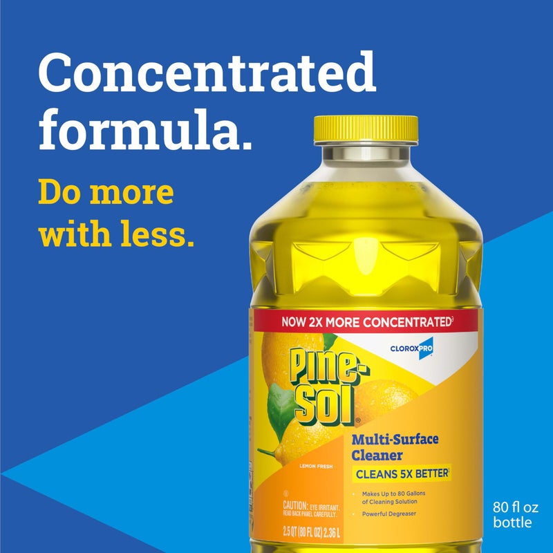Pine Sol منظف متعدد الأسطح باين سول، كلوركس برو، تركيبة مركزة 2x، برائحة الليمون، 80 أونصة سائلة - Image 2