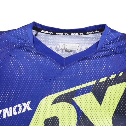 Rynox Unisex Switchback Neo Off Road Regular Fit Jersey | Mesh V-Shaped Collar Motocross Jersey With Active Ventilation - Blue Hi-Viz Green, Xs - Image 5