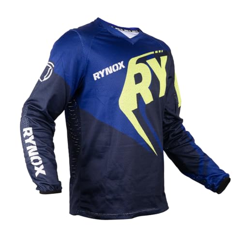 Rynox Unisex Switchback Neo Off Road Regular Fit Jersey | Mesh V-Shaped Collar Motocross Jersey With Active Ventilation - Blue Hi-Viz Green, Xs - Image 1
