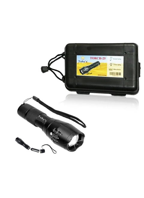 Toby's New Torch with 1000 Lumen Small LED Torch Battery Powered Bright Torches Zoom Flashlight can Long Shot and Floodlight