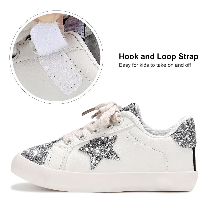 Qimaoo Girls Sneakers Glitter Tennis Shoes Lightweight Non-Slip Running Walking Shoes for Toddler/Little Kid/Big Kid - Image 4