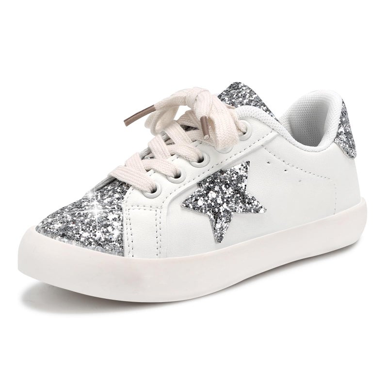 Qimaoo Girls Sneakers Glitter Tennis Shoes Lightweight Non-Slip Running Walking Shoes for Toddler/Little Kid/Big Kid - Image 1