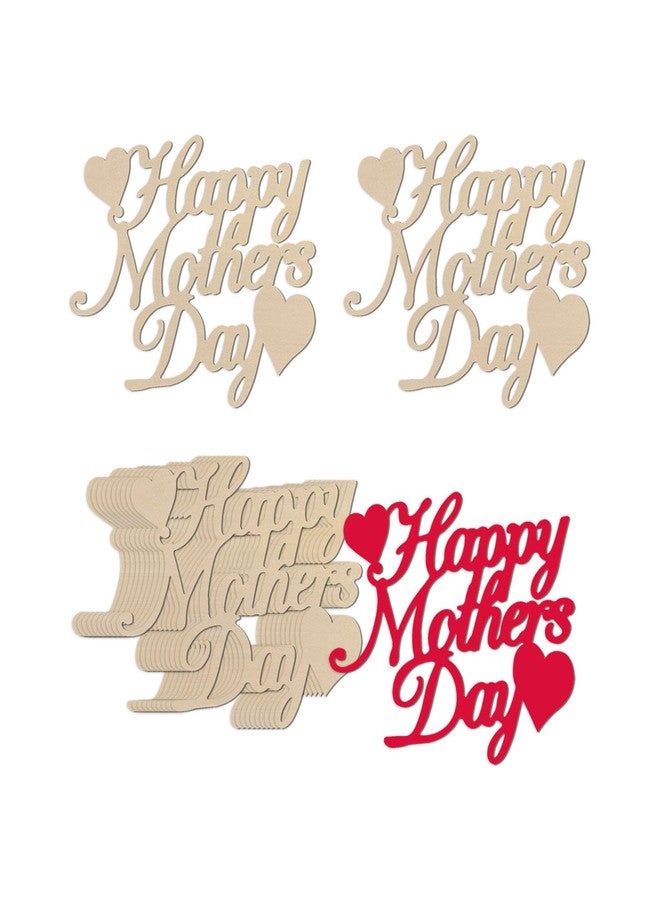 JANOU 12pcs Happy Mother's Day Wood Cutouts DIY Crafts Mother's Day Heart Unfinished Wooden Tags Ornaments for Happy Mother's Day Birthday Party Decoration - Image 1