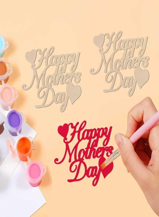 JANOU 12pcs Happy Mother's Day Wood Cutouts DIY Crafts Mother's Day Heart Unfinished Wooden Tags Ornaments for Happy Mother's Day Birthday Party Decoration - Image 3