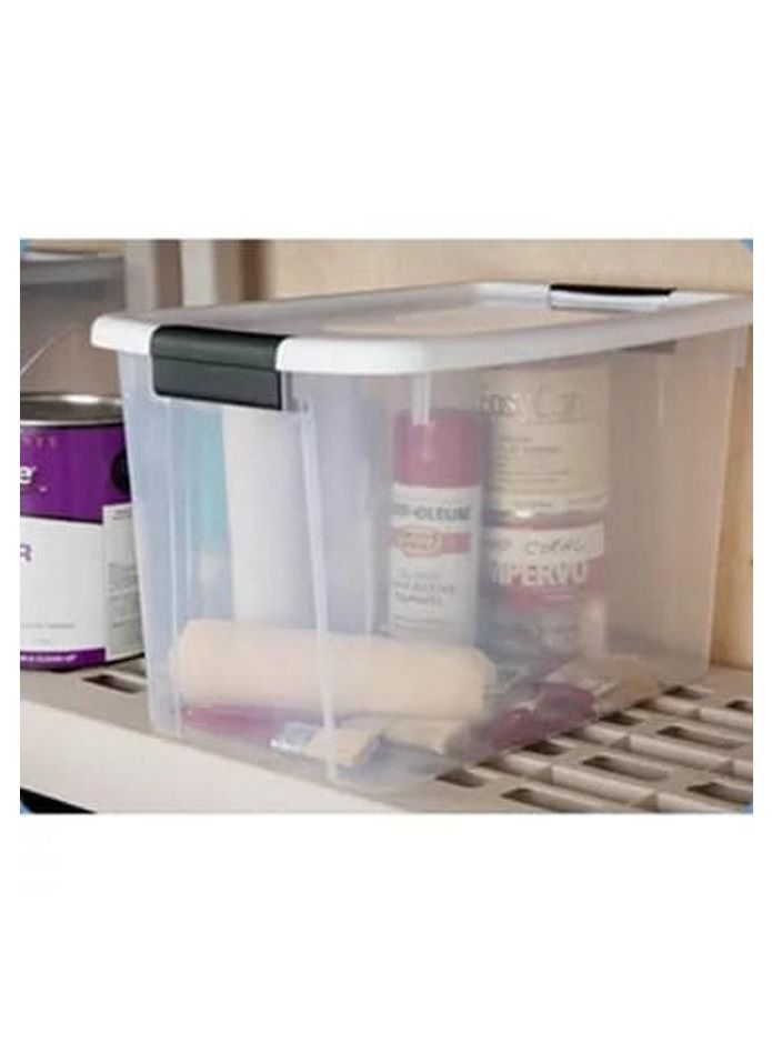 Sterilite Ultra Latch Clear Plastic Storage Box Organizer with White Lid 66 Liter  - Image 3