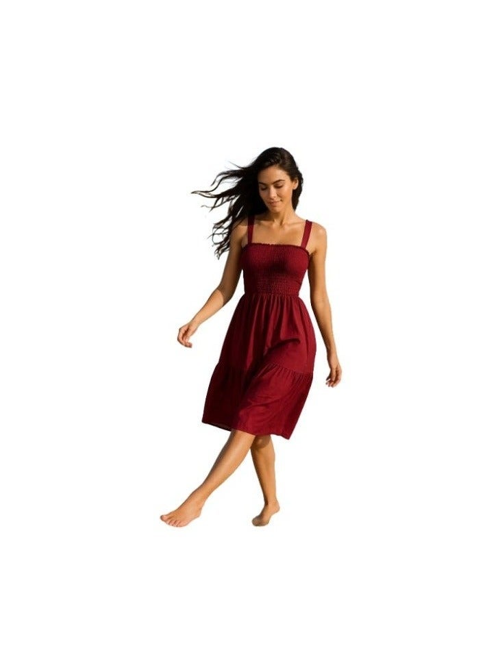 Basic Wear Club Basic wear club Women's Simple Tiered Dress - Cotton Rayon Casual Beach Dress - Image 3