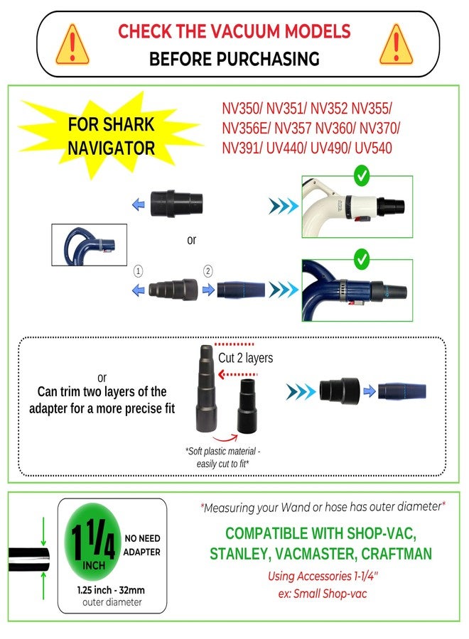 GHAMADE للمكنسة الكهربائية Shark Navigator NV360 NV356E NV352 NV350 NV355: رأس فرشاة للأرضيات الخشبية، ملحق فرشاة الغبار المصنوع من شعر الخيل بالإضافة إلى عصي تمديد المكنسة الكهربائية (للمكنسة الكهربائية Shark Navigator NV360 NV356E NV352 NV350 NV355) - Image 2