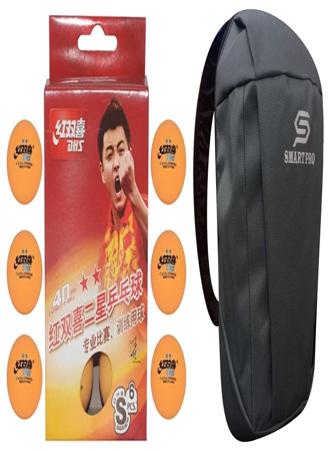 دي إتش أس كرة تنس الطاولة DHS S-S1840BY، فئة نجمتين، متوفرة في المتاجر الكبرى (علبة من 6 قطع)، 66 قطعة مع غطاء Smart PRO TT الخاص، لون رمادي داكن سريع - Image 1