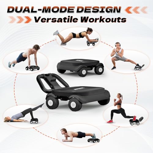 EAST MOUNT Ab Roller Wheel - Ab Roller with Elbow Support for Core Workout Belly Fat Automatic Rebound Abdominal Wheel for Women Men Home Gym Equipment (Black) - Image 2