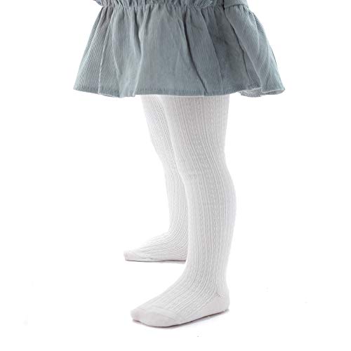 EPEIUS Little Kids Baby Girls Seamless Cable Knit Solid Cotton Tights for 4-6 Years,White/Black/Grey (Pack of 3) - Image 5