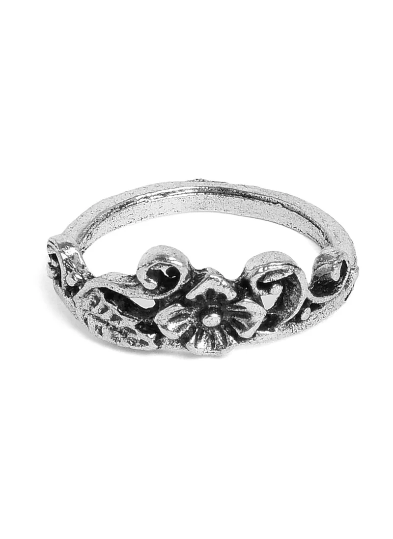 SOHI Set Of 10 Oxidized Adjustable Finger Rings