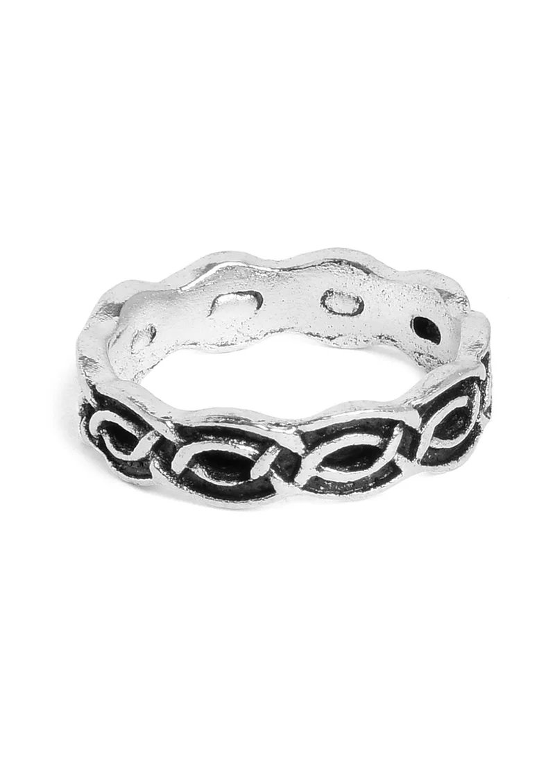 SOHI Set Of 10 Oxidized Adjustable Finger Rings