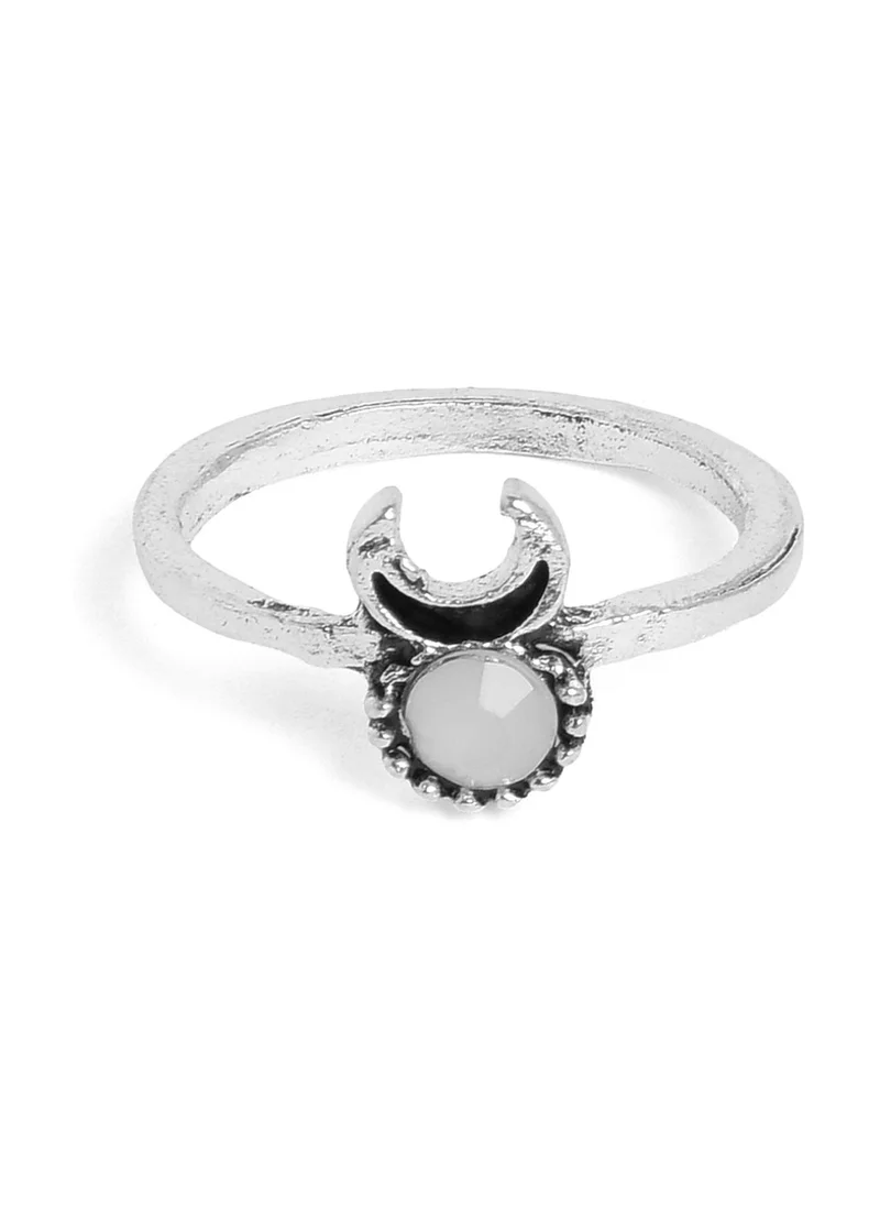 SOHI Set Of 10 Oxidized Adjustable Finger Rings