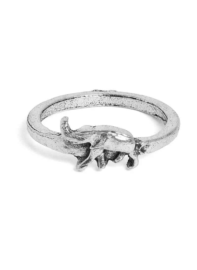 SOHI Set Of 10 Oxidized Adjustable Finger Rings