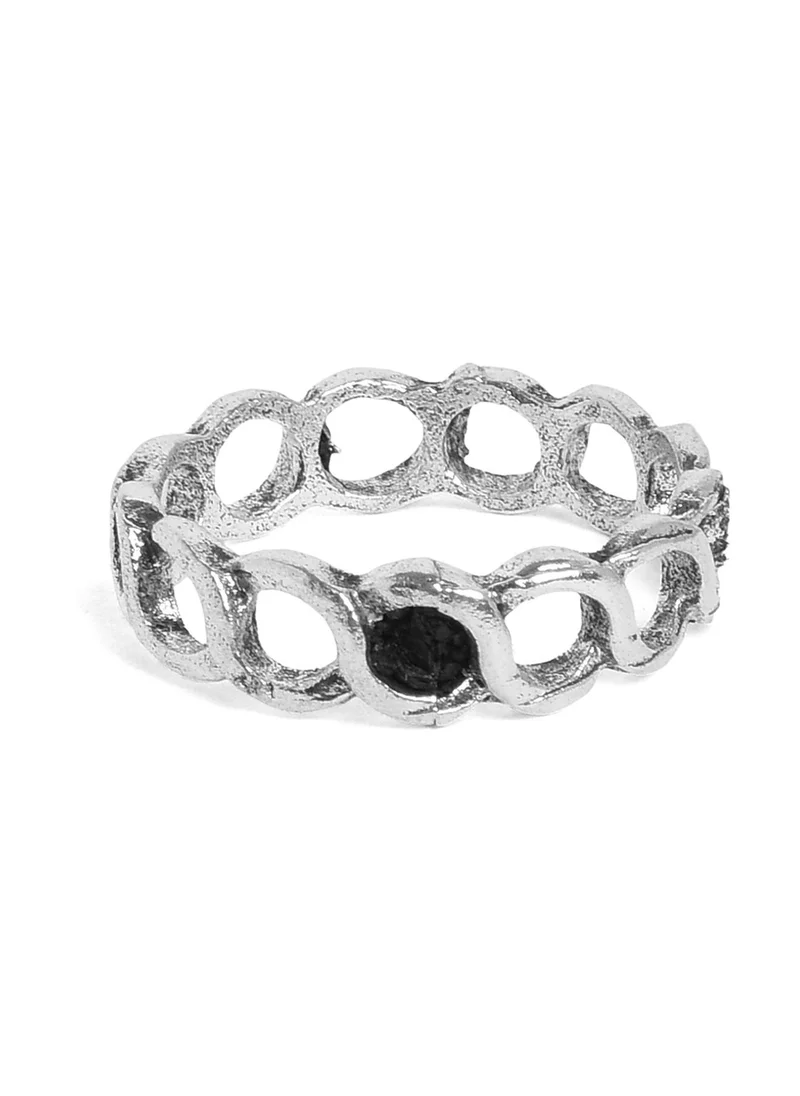 SOHI Set Of 10 Oxidized Adjustable Finger Rings