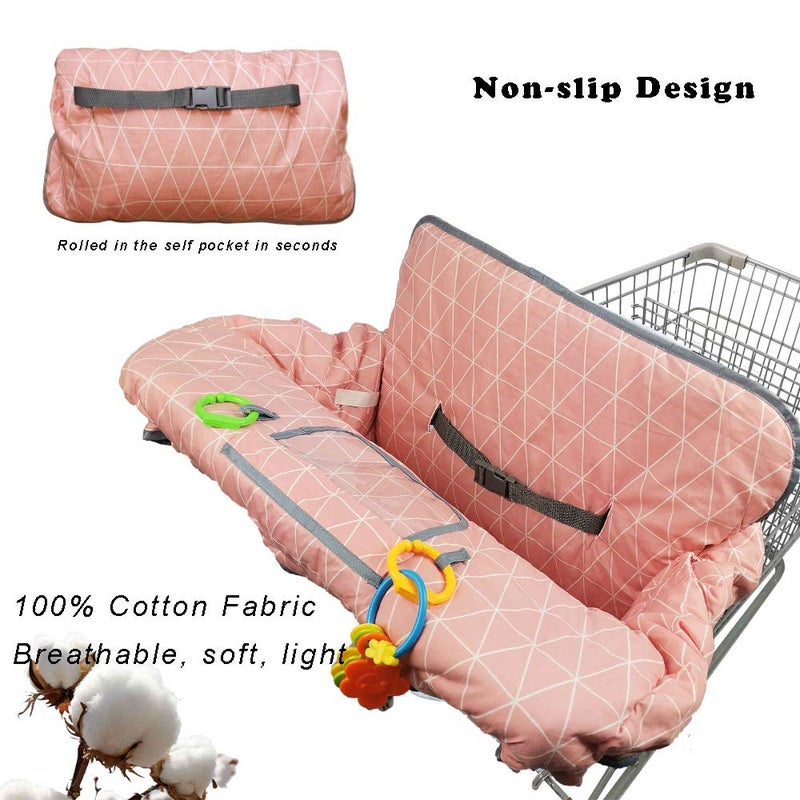 ICOPUCA Shopping Cart Covers for Baby Girl, Cotton High Chair Cover, Toddler Grocery cart Cushion, Infant Cart Cover for Babies Girl, Machine Washable (Pink) - Image 3