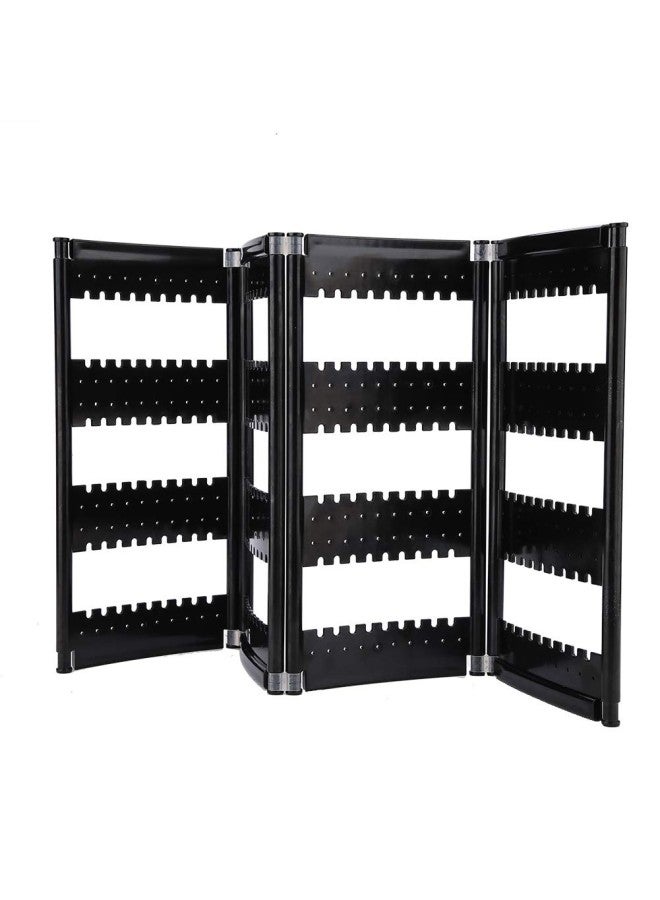 klarako Foldable Earring Screen Stand Holder, 4 Doors Jewelry Necklace Hanging Display Stand Ear Studs Storage Rack Organizer Stand Organiser/Screen Holder (Black)  - Image 3