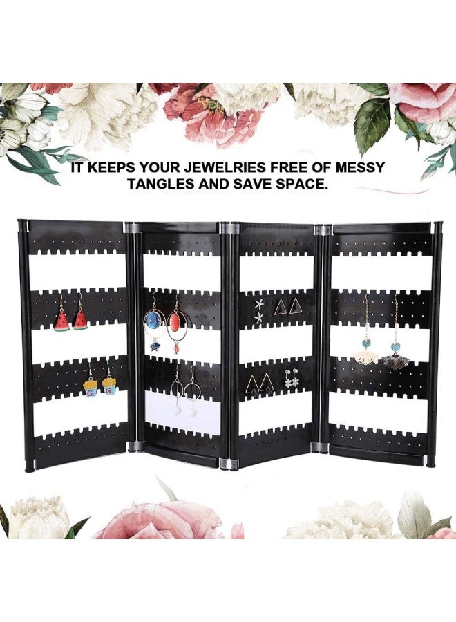 klarako Foldable Earring Screen Stand Holder, 4 Doors Jewelry Necklace Hanging Display Stand Ear Studs Storage Rack Organizer Stand Organiser/Screen Holder (Black)  - Image 4