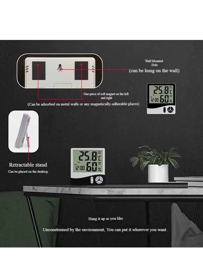 مقياس الرطوبة الرقمي، مراقبة درجة حرارة الغرفة، مقياس درجة الحرارة والرطوبة في المكتب المنزلي - شاشة LCD - Image 2
