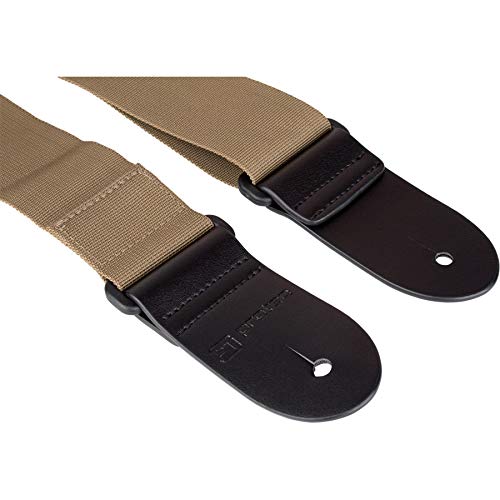 Protec Guitar Strap With Pick Pocket Leather Ends Abdominal Support POLYSTTX Tan Regular - Image 3