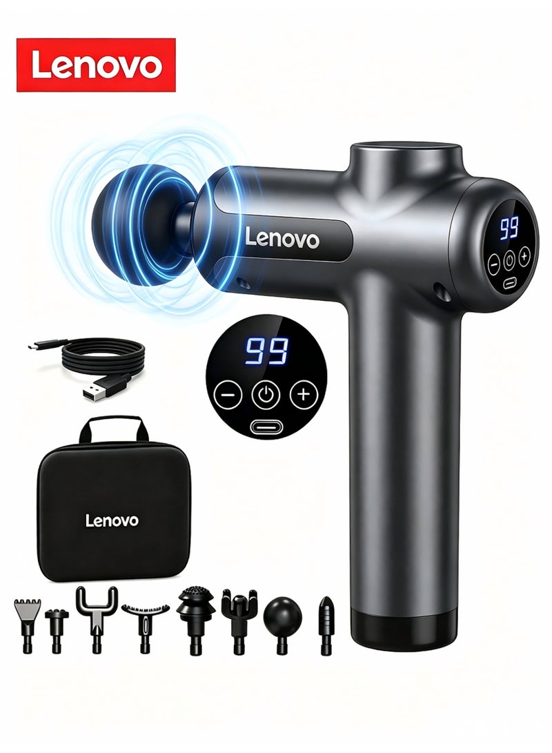 Lenovo  99 Level Massage Gun Usb Rechargeable 8 Heads Ultra-quiet And Powerful Motor Relax Deep Tissue Muscle Relaxation Massager Fascia Massager For Back Neck Pain Relief - Image 1
