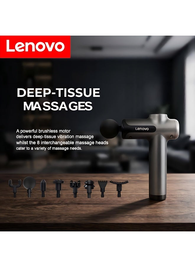 Lenovo  99 Level Massage Gun Usb Rechargeable 8 Heads Ultra-quiet And Powerful Motor Relax Deep Tissue Muscle Relaxation Massager Fascia Massager For Back Neck Pain Relief - Image 2