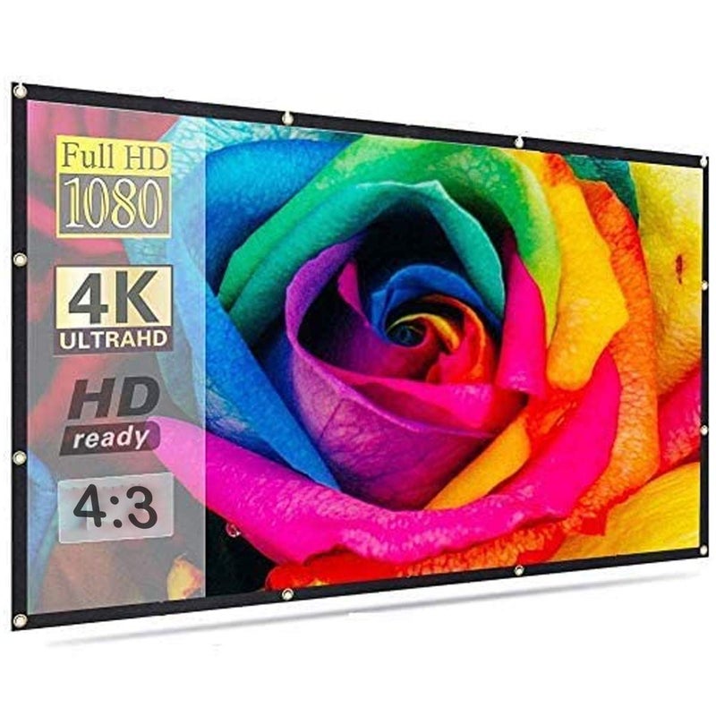 SAVSOL ® Projector Screen, Eyelet Screen (6 ft. (W) x 4 ft. (H) - 84" Inch) Diagonal Anti-Crease Projection Screen for Home Theater 4:03 Aspect Ratio 3D Supported - Image 1