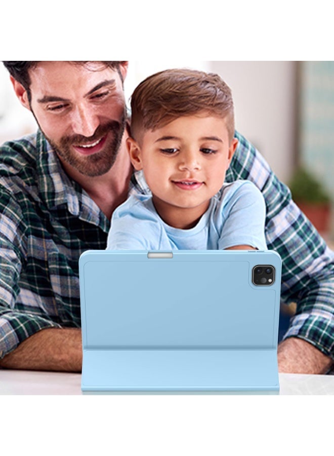 TIGER 8 Inch Universal Tablet Case with Pencil Holder Compatible with Samsung Galaxy Tab A9 A7 Lite T290 T295 T380 T330 T387 T377 – Premium PU Leather Folio Stand Cover with Auto Sleep/Wake, Shockproof Protection, Adjustable Viewing Angles & Magnetic Closure (Azure Blue) - Image 5