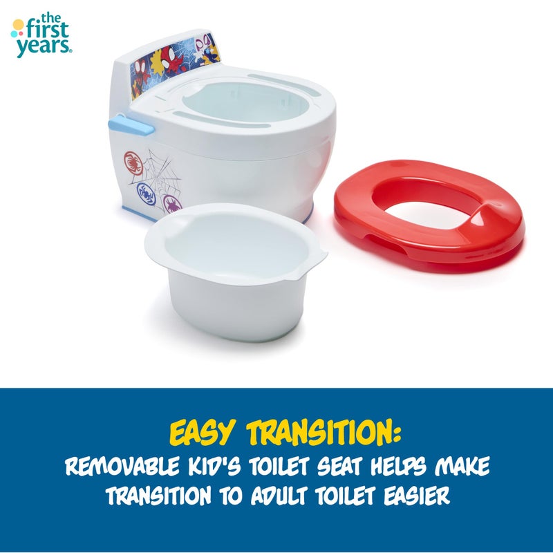 The First Years Spidey and his Amazing Friends Potty Training Toilet - 2-in-1 Potty & Removable Toddler Toilet Seat Attachment with Flush Sounds - Includes Anti-Splash Seat and Non-Slip Grip - Image 4
