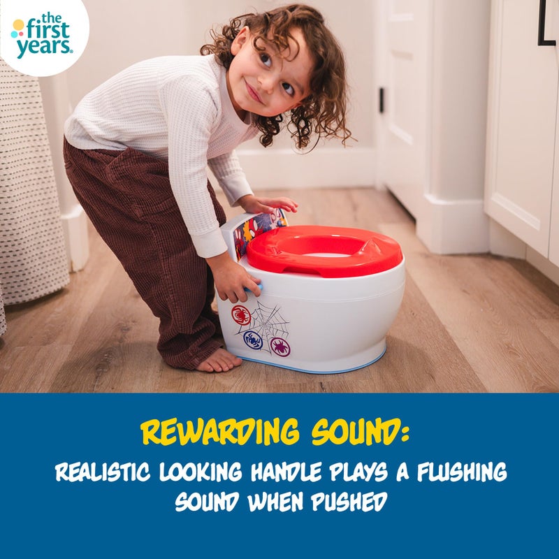 The First Years Spidey and his Amazing Friends Potty Training Toilet - 2-in-1 Potty & Removable Toddler Toilet Seat Attachment with Flush Sounds - Includes Anti-Splash Seat and Non-Slip Grip - Image 3