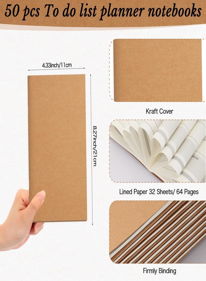 Qilery 50 Pcs 2025-2026 Daily Weekly Planner Bulk Employee Appreciation Gifts Small Pocket Journal to Do List Goals Notepad for Academic Year Graduation Teacher Students Team (Kraft Paper Color) - Image 2