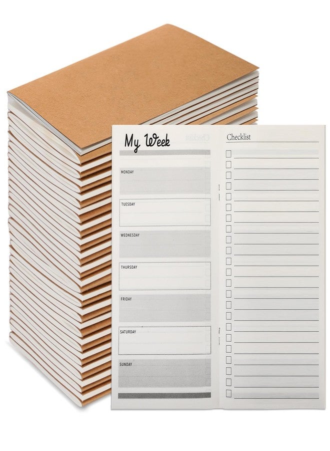 Qilery 50 Pcs 2025-2026 Daily Weekly Planner Bulk Employee Appreciation Gifts Small Pocket Journal to Do List Goals Notepad for Academic Year Graduation Teacher Students Team (Kraft Paper Color) - Image 1