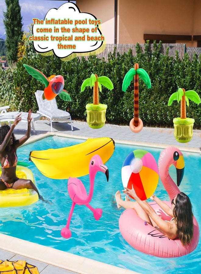 Feradny 9 Pack Inflatable Palm Tree Blow Up Palm Tree Cooler Inflatable Flamingo Parrot Banana Beach Ball Pool Toys for Hawaiian Tropical Themed Luau Party Decorations - Image 5