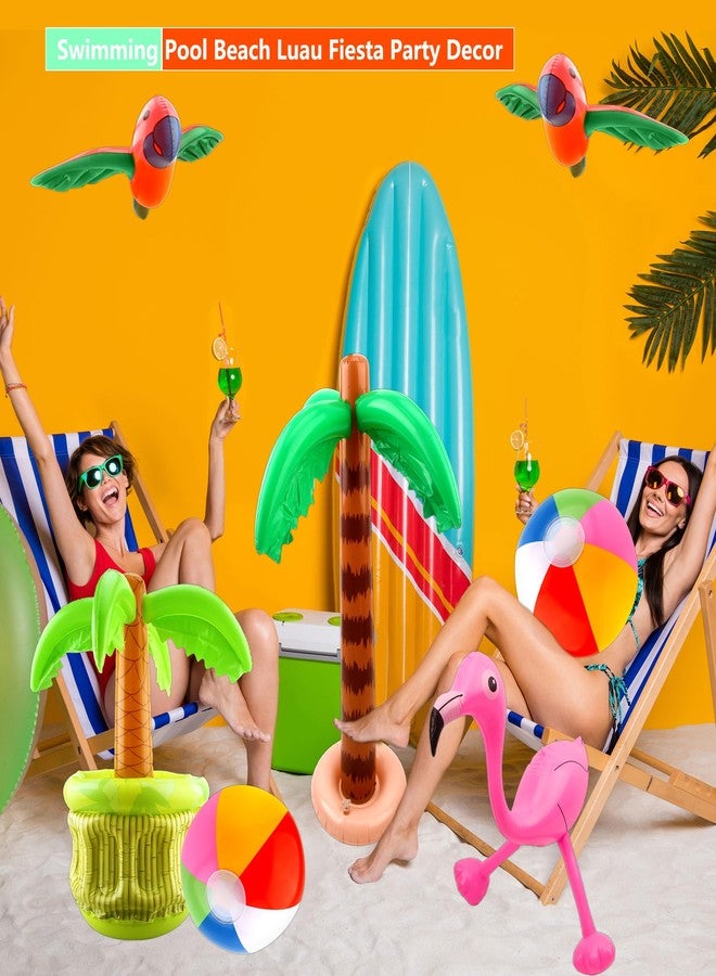 Feradny 9 Pack Inflatable Palm Tree Blow Up Palm Tree Cooler Inflatable Flamingo Parrot Banana Beach Ball Pool Toys for Hawaiian Tropical Themed Luau Party Decorations - Image 4