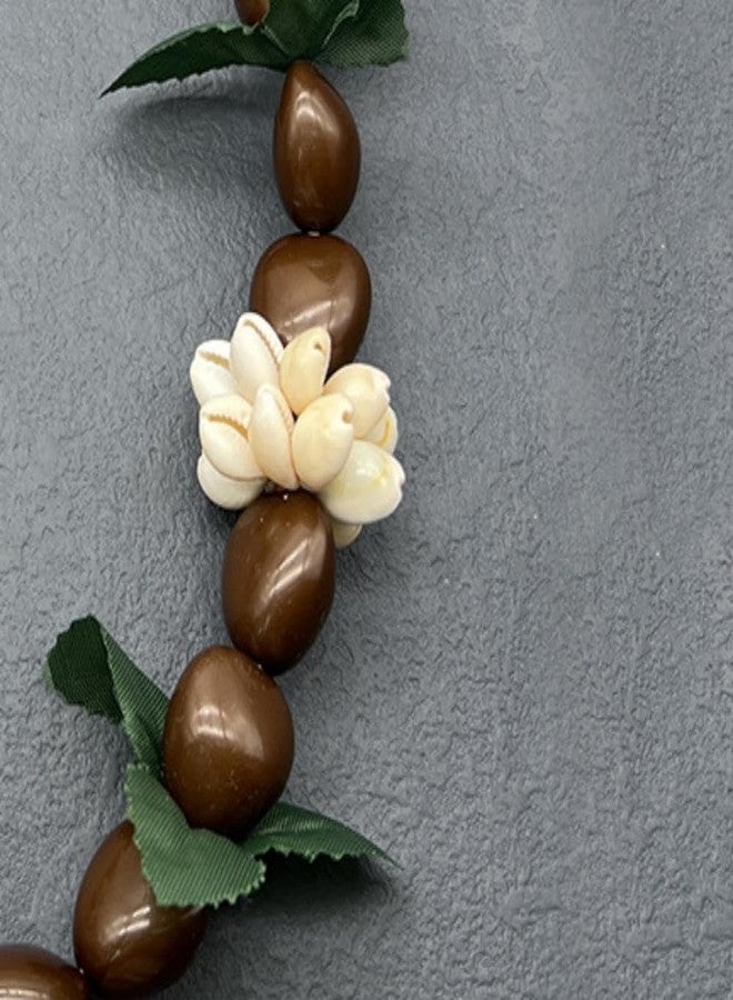 Eitonbu Hawaiian Dark Brown Kukui Nut 32" Lei Necklace Graduation Luau Hula (Brown Upgraded Version) - Image 3